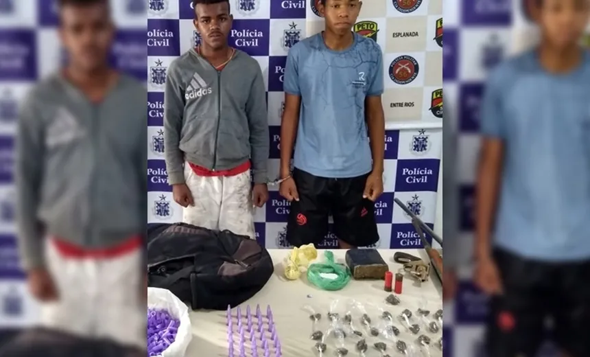 Dupla é presa durante operação da Polícia no interior da Bahia; chefe do tráfico é baleado e foge