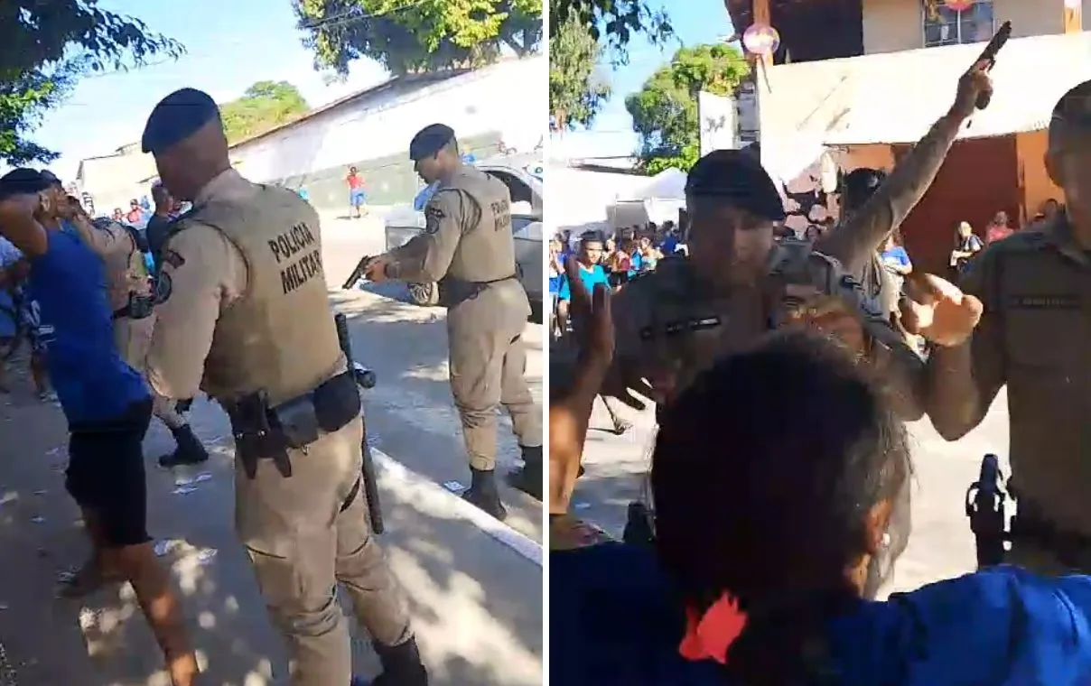 Confusão em Camaçari: vídeo mostra PM atirando para cima durante abordagem a eleitores