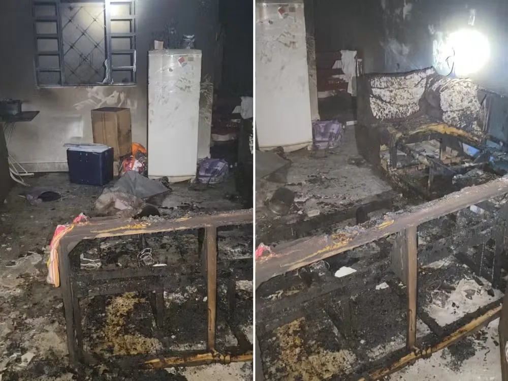 Casa pega fogo após mãe deixar os 3 filhos sozinhos durante a madrugada