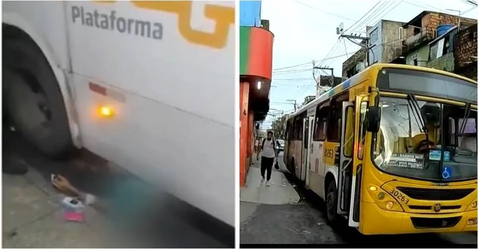 Homem fica preso em rodas de ônibus em Fazenda Coutos