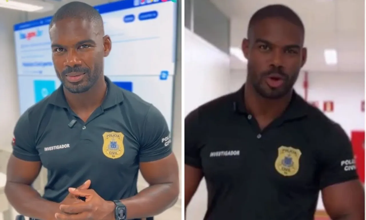 Investigador 'galã' da Polícia Civil chama atenção em campanha de Carnaval