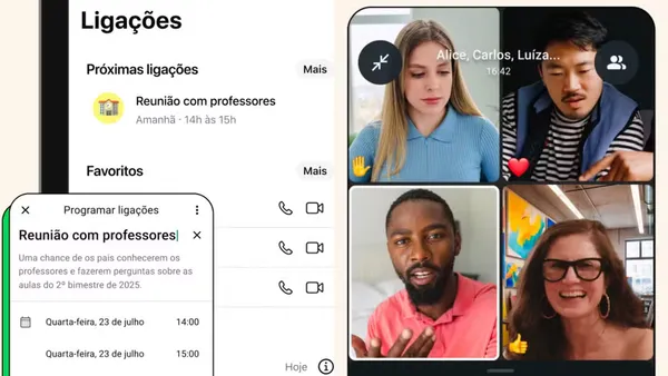 Exemplo de agendamento de chamada no WhatsApp. Foto: Divulgação / WhatsApp