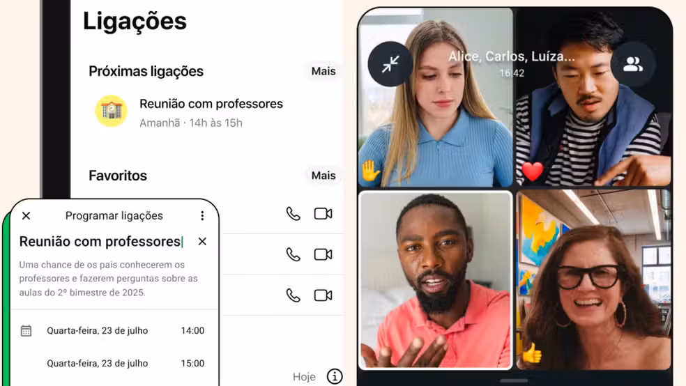 Exemplo de agendamento de chamada no WhatsApp. Foto: Divulgação / WhatsApp