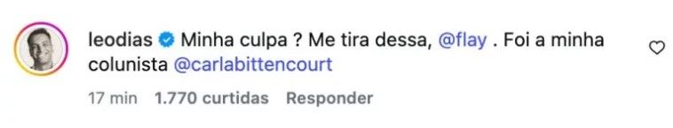 Coment&aacute;rio Leo Dias. Foto: Reprodu&ccedil;&atilde;o Redes Sociais 