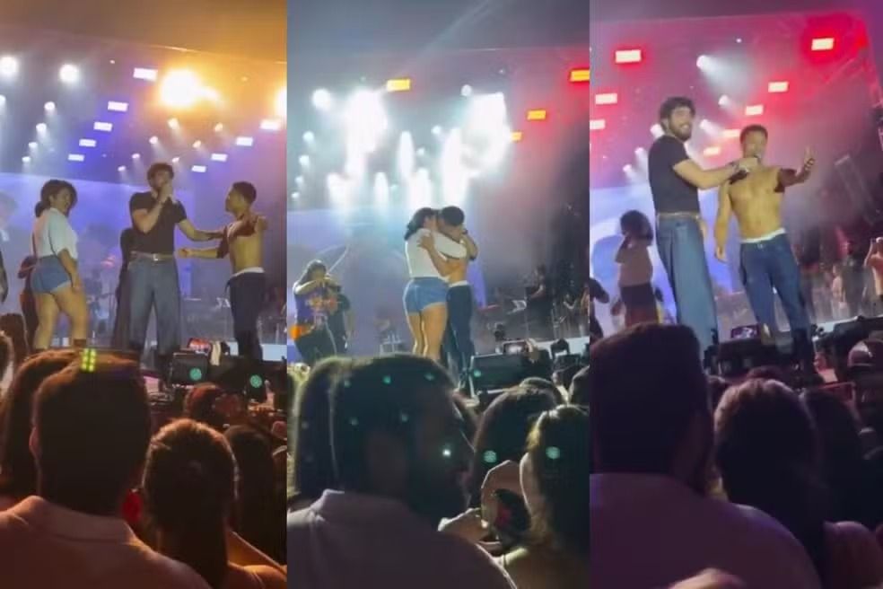 Do palco, Ezequiel tentou se justificar afirmando que dividiria o valor com a namorada, mas ela rejeitou a proposta. | Foto: Redes Sociais