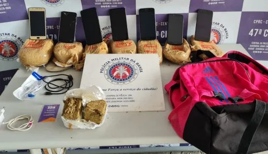 Drogas e celulares que seriam levados para presídio de Salvador são apreendidos; Suspeito é preso 