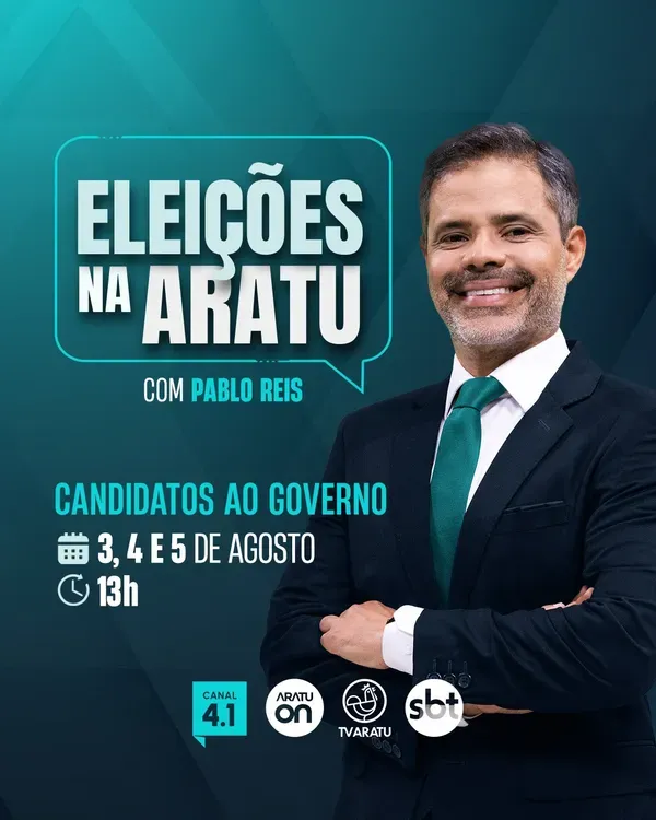 TV Aratu promove sabatinas com candidatos ao governo da Bahia. Arte: TV Aratu