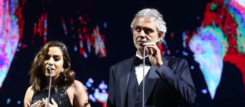 DO POP AO CLÁSSICO: Anitta canta com Andrea Bocelli e é ovacionada; Confira vídeo