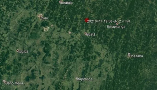 Tremor de terra de magnitude 2.4 é registrado na cidade baiana de Ipiaú