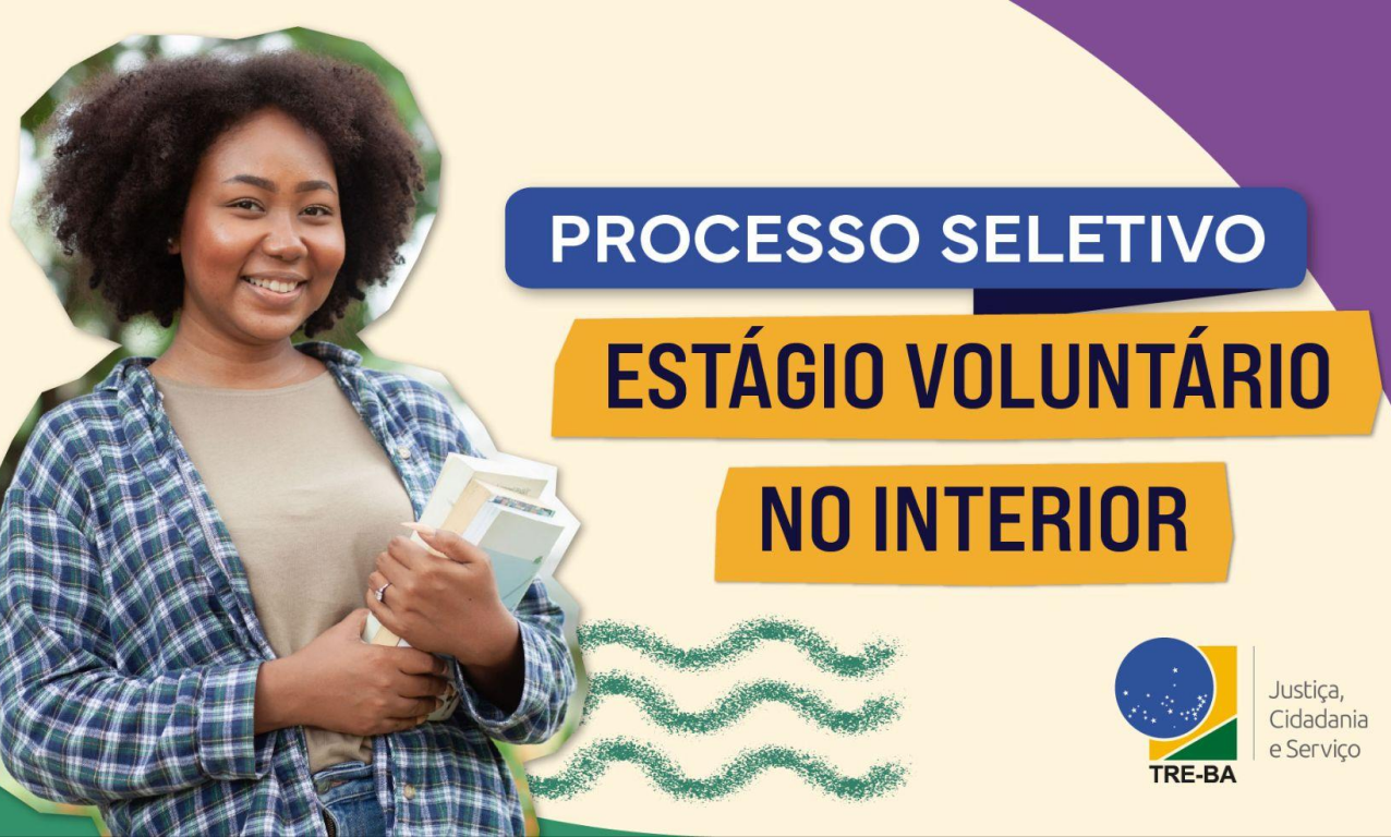 As inscrições para o estágio do TRE vão até 20 de junho e devem ser feitas exclusivamente por e-mail, diretamente com o cartório eleitoral da zona onde a vaga é ofertadaFoto: Divulgação/TRE-BA