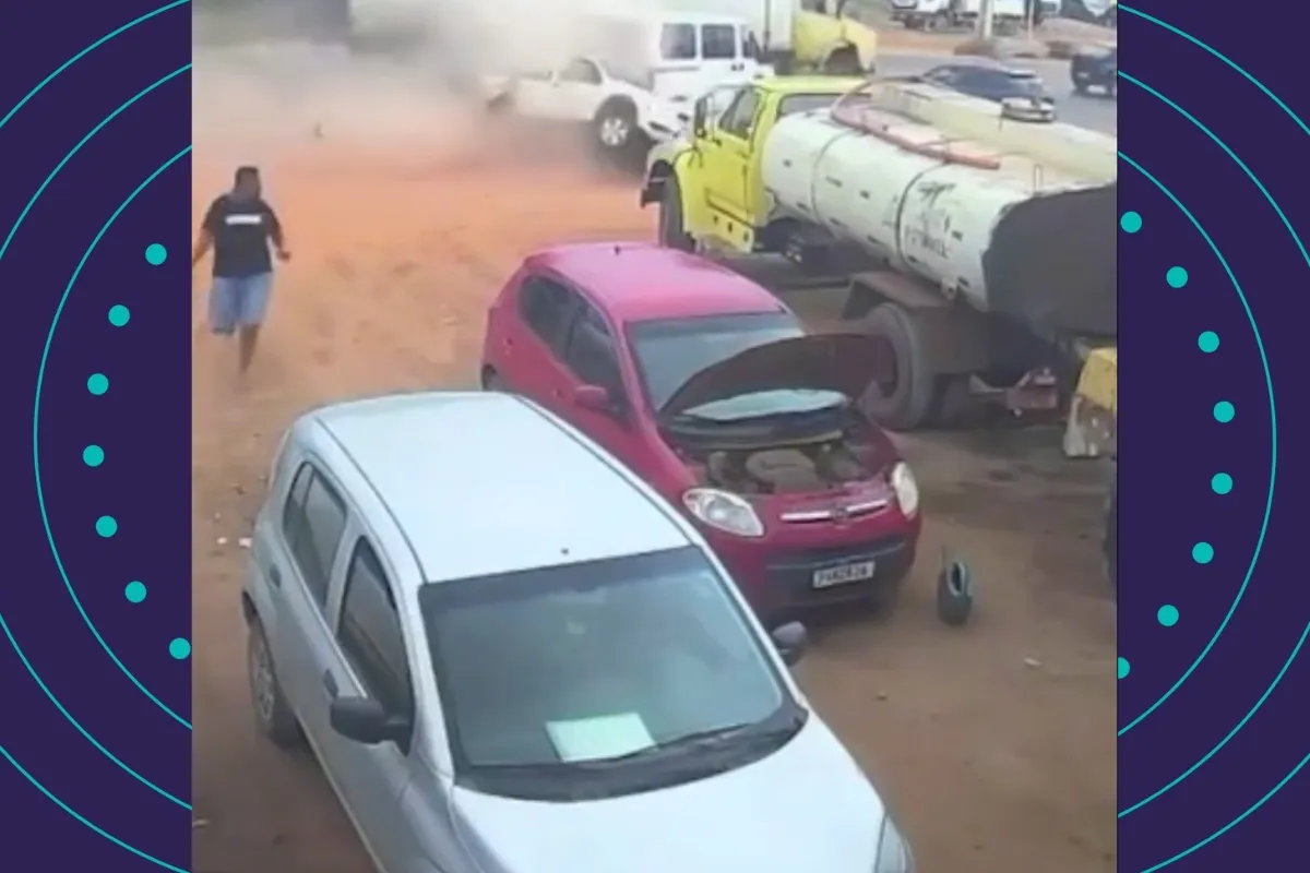 VÍDEO: Caminhão colide com seis veículos em Seabra; três pessoas ficam feridas