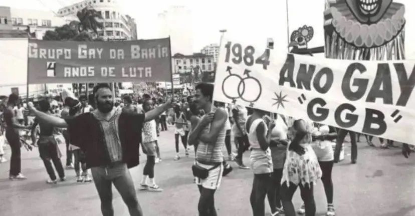 Protesto contra LBTfobia na Bahia, em 1984 | Foto: Reprodução/ Grupo Gay da Bahia