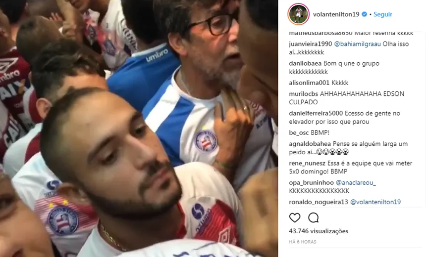 “DEU RUIM”: Jogadores do Bahia ficam presos em elevador de hotel