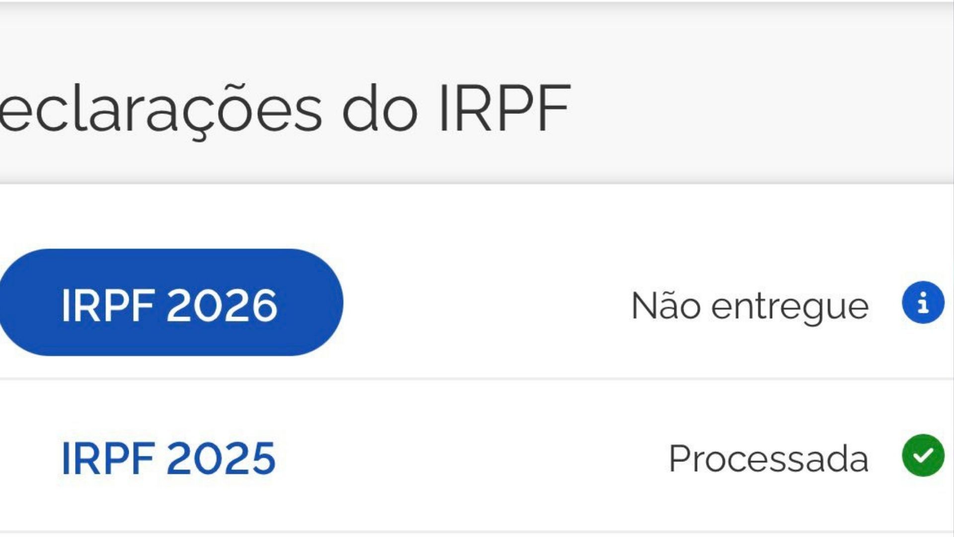 Imposto de Renda 2026: todos os detalhes e como fazer a declara&ccedil;&atilde;o; Print / App Receita Federal