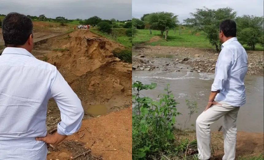 Rui Costa sobrevoa áreas atingidas após rompimento de barragem em Pedro Alexandre; veja vídeo