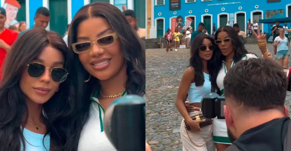 Em véspera de show, Ludmilla turista no Pelourinho ao lado de esposa