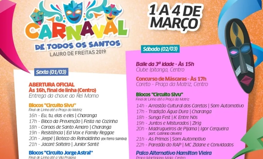 Lauro de Freitas abre nesta sexta-feira o ‘Carnaval de Todos os Santos’