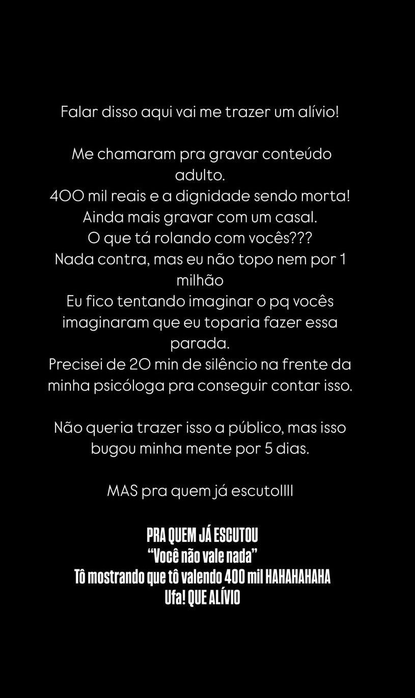 Apesar do desconforto inicial, Escandurras adotou um tom bem-humorado na sequência da publicação. | Foto: Redes Sociais