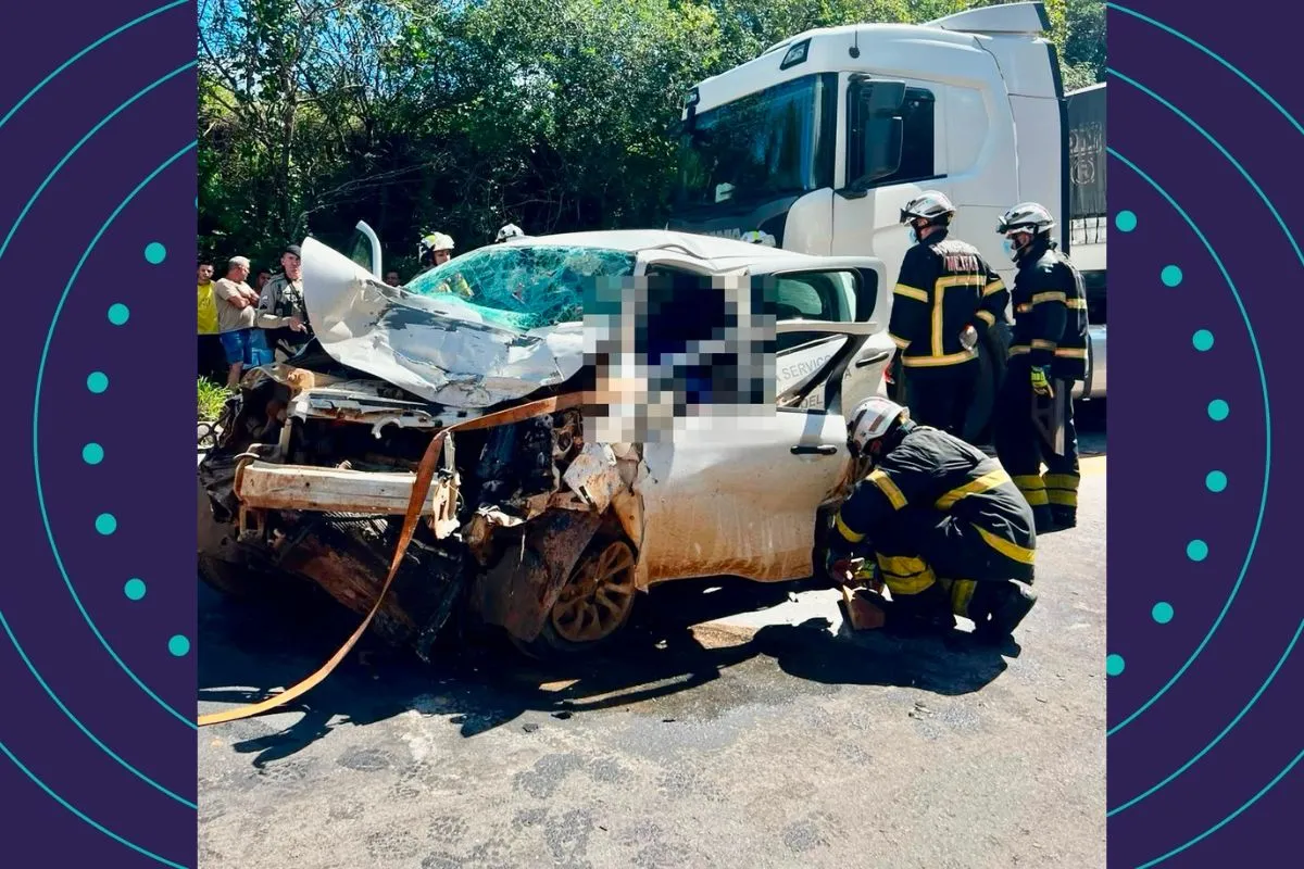 Homem morre preso às ferragens após colisão entre carro e caminhão na Bahia
