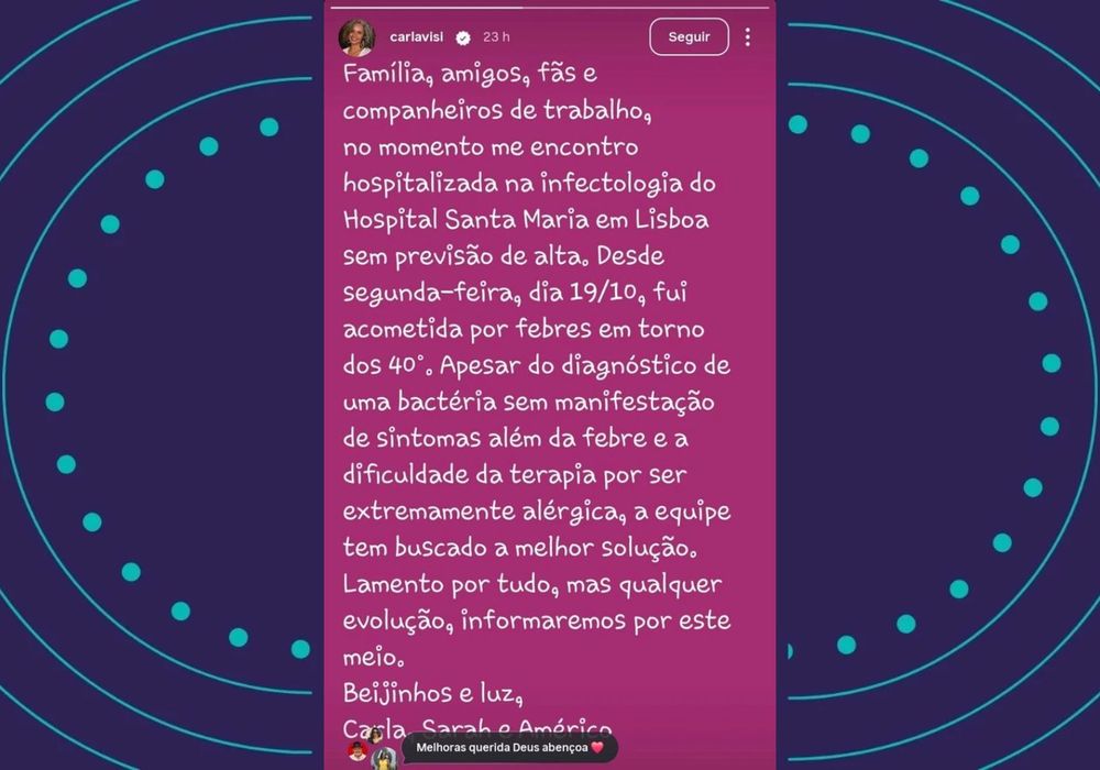 Carla Visi relatou dificuldades no tratamento por conta de alergias a medicamentos