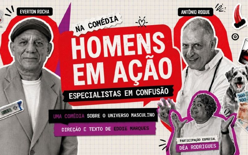 A com&eacute;dia apresenta situa&ccedil;&otilde;es do cotidiano masculino em diferentes esquetes, abordando relacionamentos, burocracia e machismo com uma proposta de humor/Foto: Divulga&ccedil;&atilde;o&nbsp;