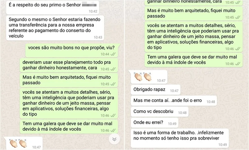 “Onde eu errei?”, questiona bandido ao tentar aplicar golpe pelo WhatsApp
