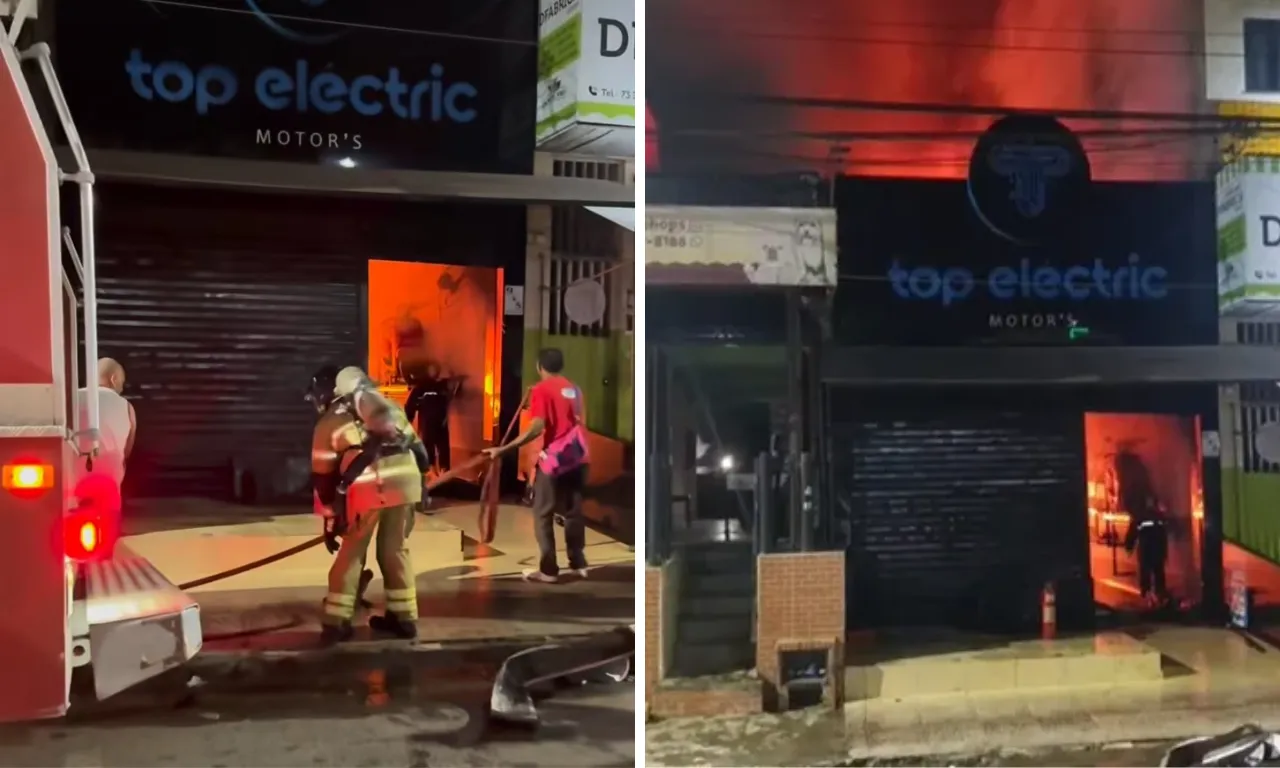 Incêndio em loja de motos