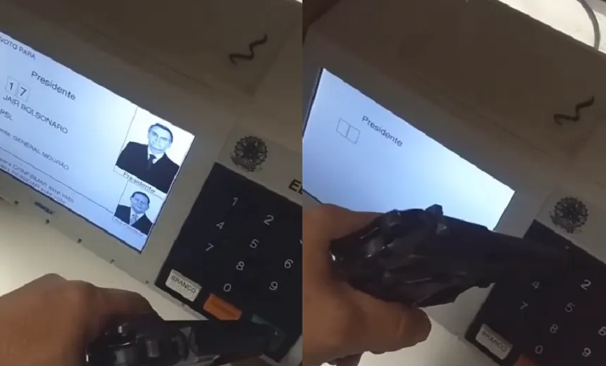 Eleitor que votou com arma é investigado por quebra de sigilo; &#8220;é errando que se aprende&#8221;