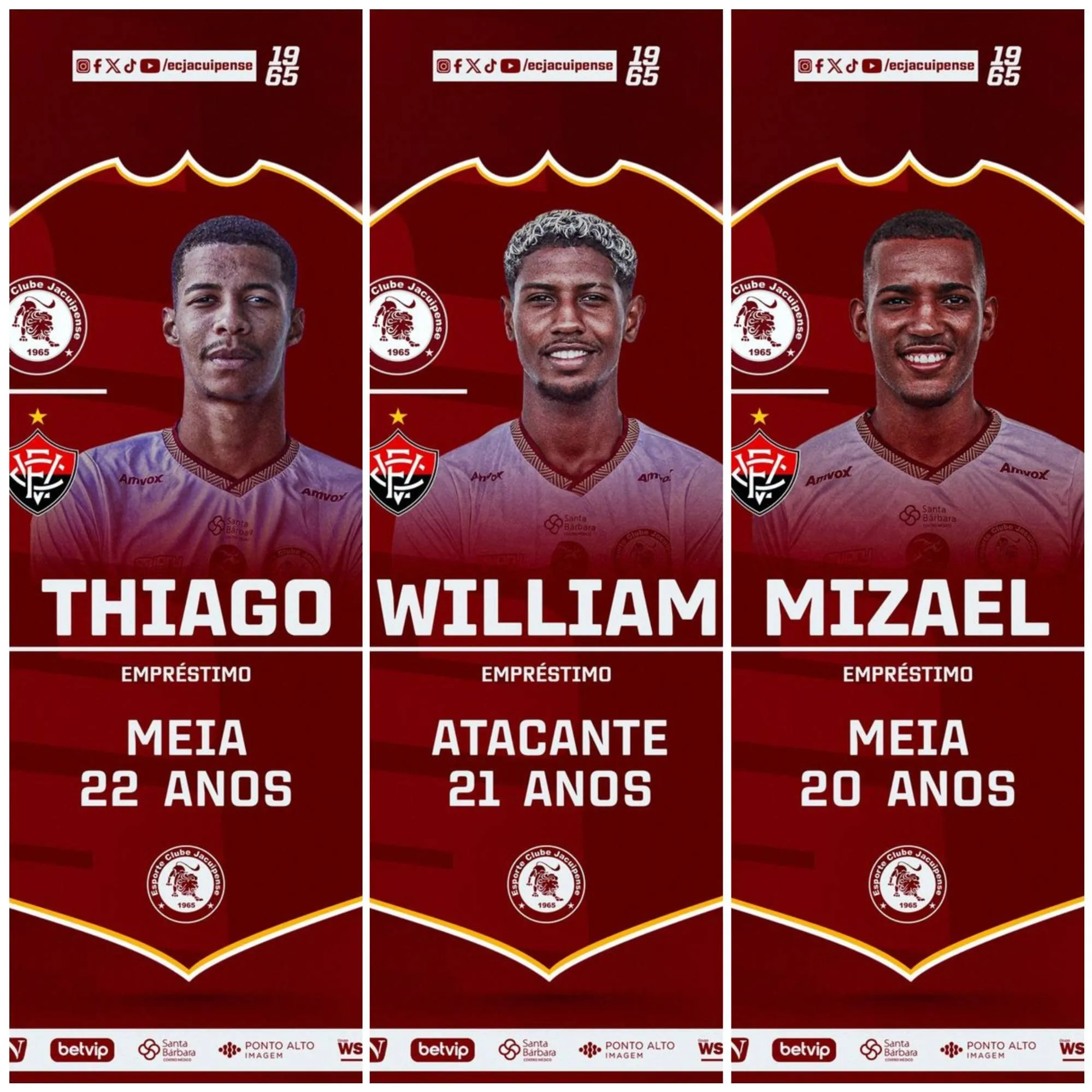 Atletas do Jacuipense são emprestados ao Vitória para disputa do Brasileirão de Aspirantes