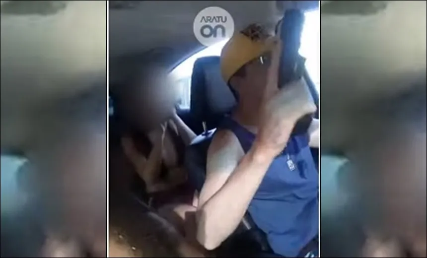Em “balada” com três mulheres, suposto PM saca arma dentro de carro; veja vídeo