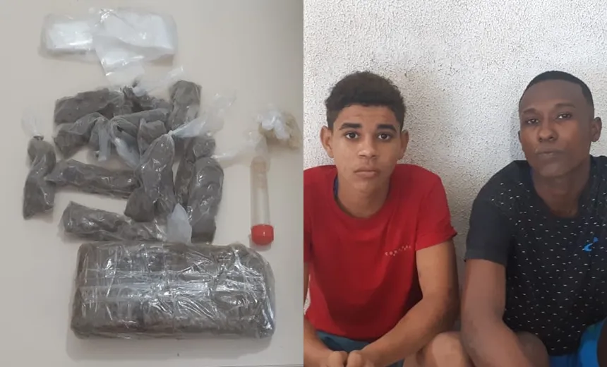 Polícia prende dupla de traficantes com drogas, no bairro do Lobato