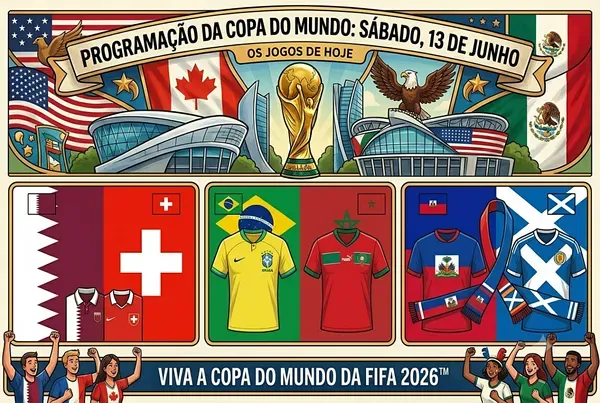 Mais que s&oacute; o Brasil: Confira jogos da Copa do Mundo neste s&aacute;bado (13) . Foto: Imagem gerada por IA