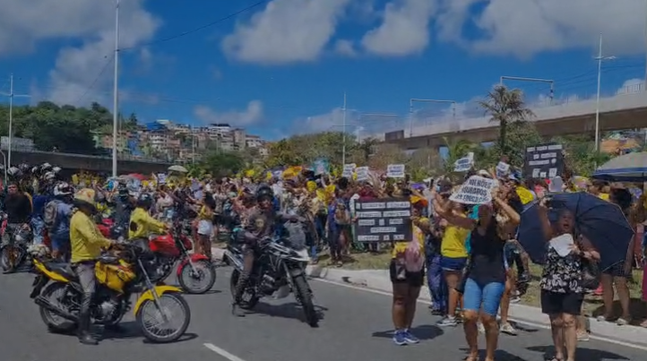 Manifestações causam congestionamento e Salvador. Foto: TV Aratu