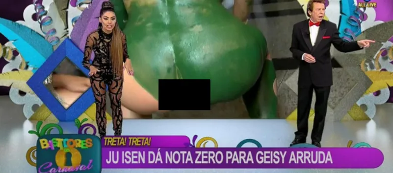 ‘SEM QUERER’: Modelo mostra demais enquanto faz agachamento ao vivo na RedeTV! Veja vídeo