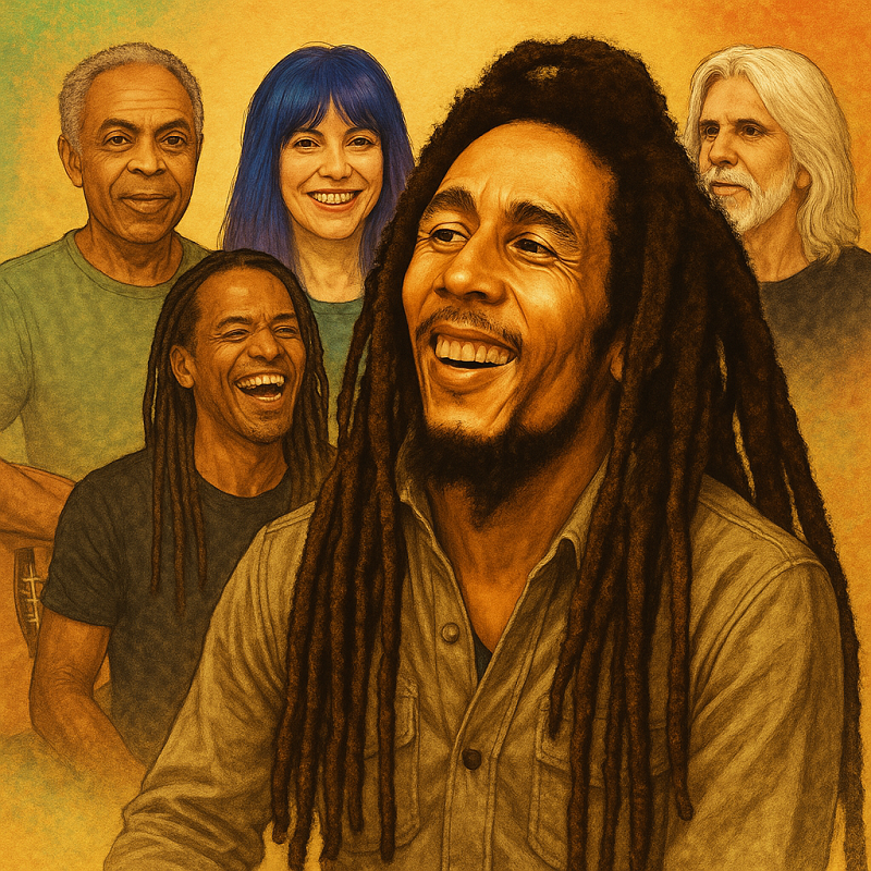 Versões de Bob Marley foram gravadas por várias estrelas brasileiras. Foto: Imagem feita por IA