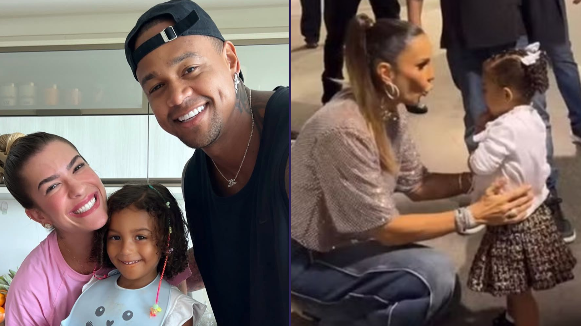  Liz, filha de Lore Improta e Léo Santana, recebe troféu de Ivete Sangalo após encantar a web com sua coreografia.  /  Foto: Rede Social Lore Improta e Ivete Sangalo