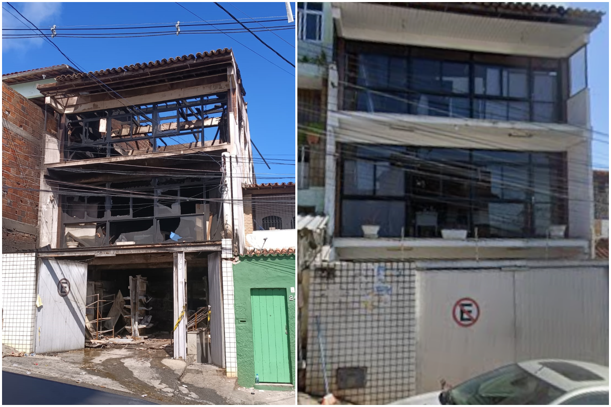 Casa atingida por inc&ecirc;ndio no Engenho Velho da Federa&ccedil;&atilde;o, em Salvador, ser&aacute; demolida . Foto: Codesal e Google Street View