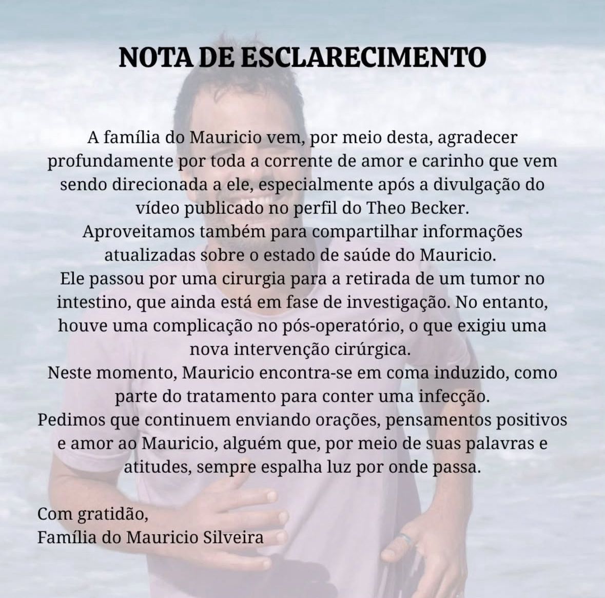  informação foi confirmada pela equipe do artista. | Foto: Arquivo Pessoal/Instagram