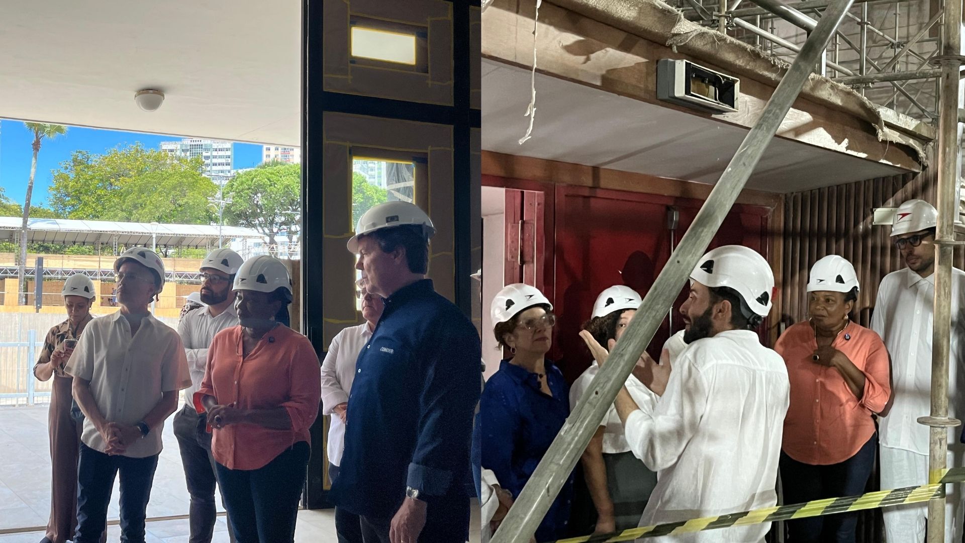 Bruno Monteiro, Margareth e Jos&eacute; Trindade fazem vistoria no TCA;  foto: Jo&atilde;o Tramm/Aratu On