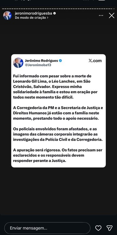 Governador Lamenta Morte Trabalhador Sao Cristovao