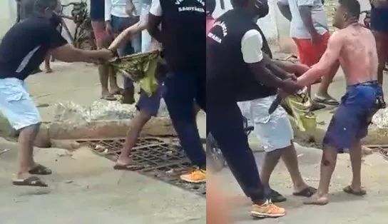 Vídeo: Baiano tenta entrar em residência pegando fogo para salvar motocicleta