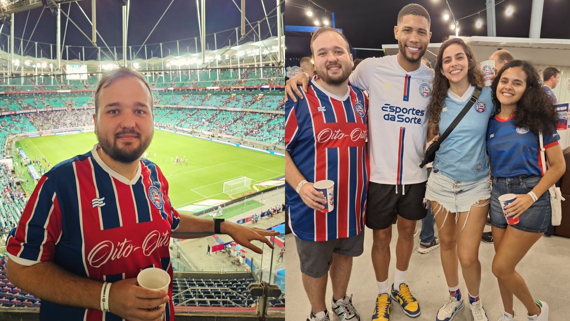 Jamie e amigos durante primeiro jogo na Fonte Nova, ano passado | Fotos: arquivo pessoal