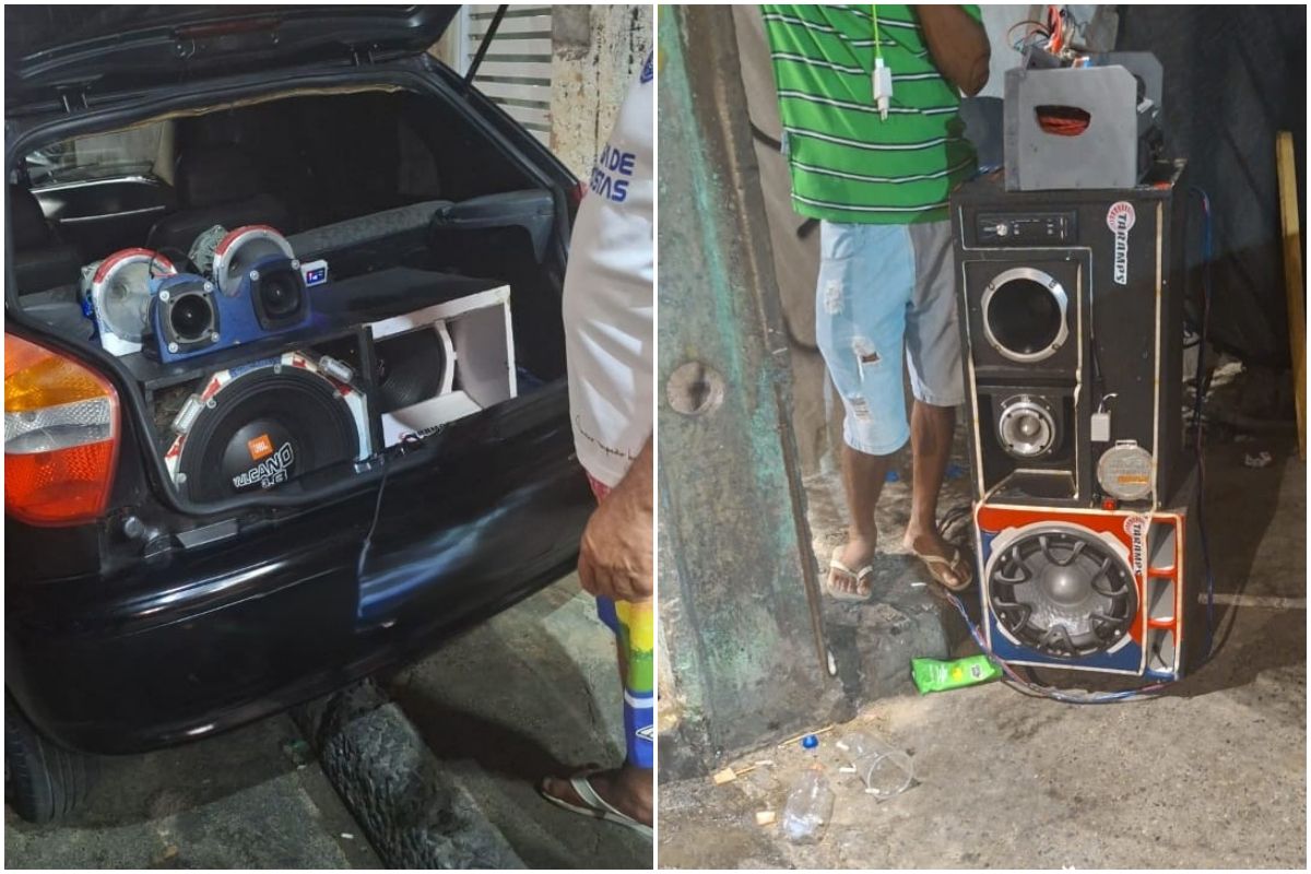 A apreensão dos carros aconteceu na Baixa Fria, durante a Operação Paredão. Foto: PMBA