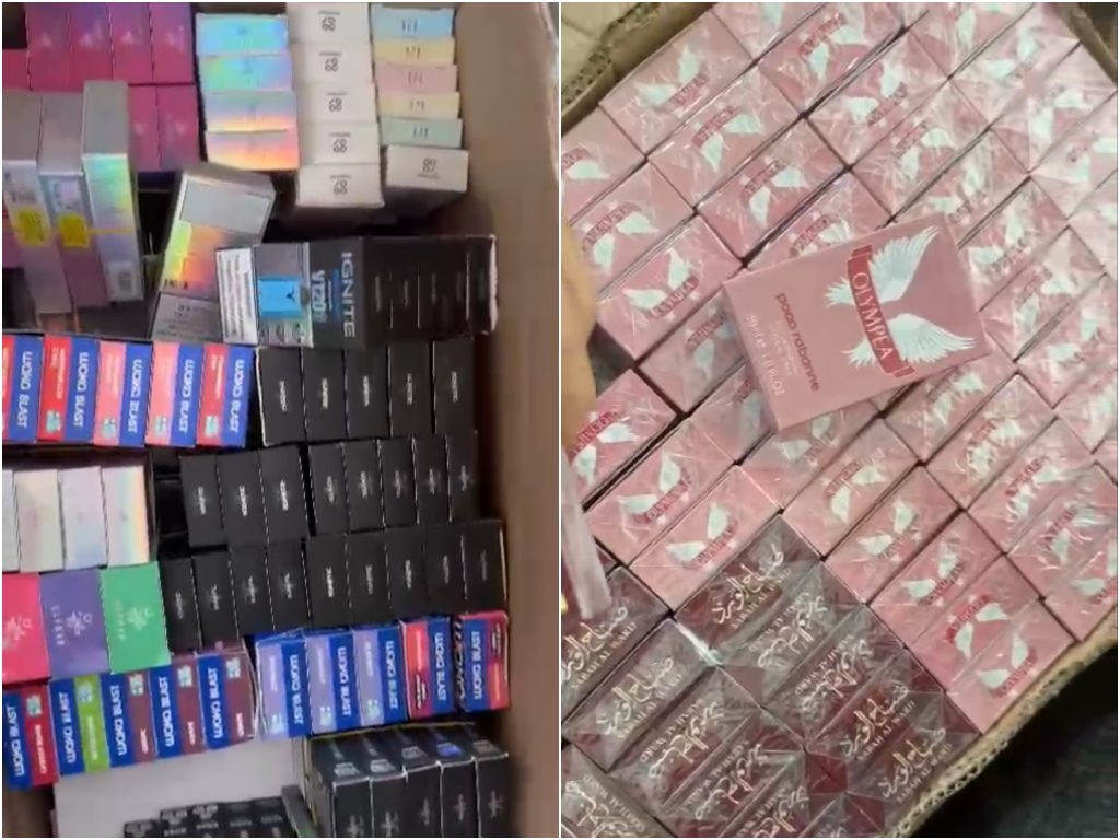 Foram encontrados sete cargas, contendo cigarros eletrônicos e cosméticos ilegais, além de outros itens. Foto: Divulgação/PRF