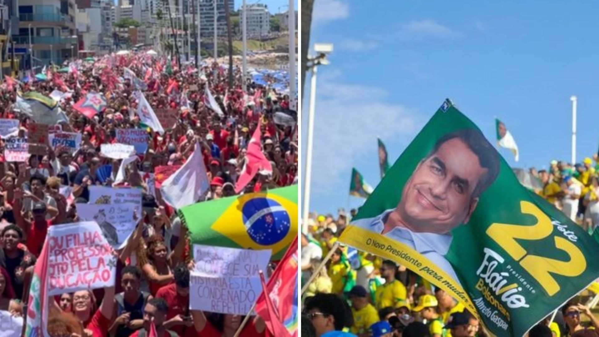 Atos pol&iacute;ticos pr&oacute;-Lula e Fl&aacute;vio Bolsonaro