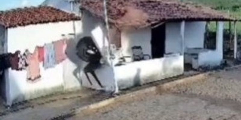 Pneu Destroi Sacada de casa em zona rural/Foto: Video de Brava Liberdade