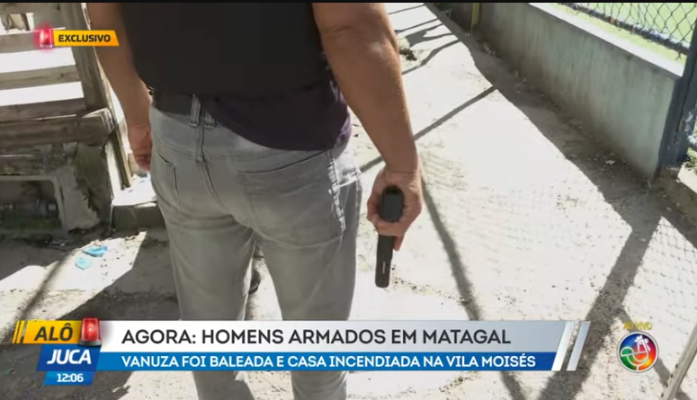 Mulher &eacute; baleada e tem casa incendiada em suposta tentativa de feminic&iacute;dio em Salvador. Foto: Reprodu&ccedil;&atilde;o TV Aratu 