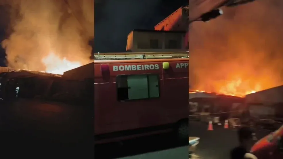 Incêndio de grandes proporções destrói duas madeireiras em Feira de Santana