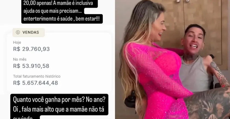 Andressa Urach revela quanto faturou por vídeo com cadeirante e debocha: 'Quanto você ganha por mês?'