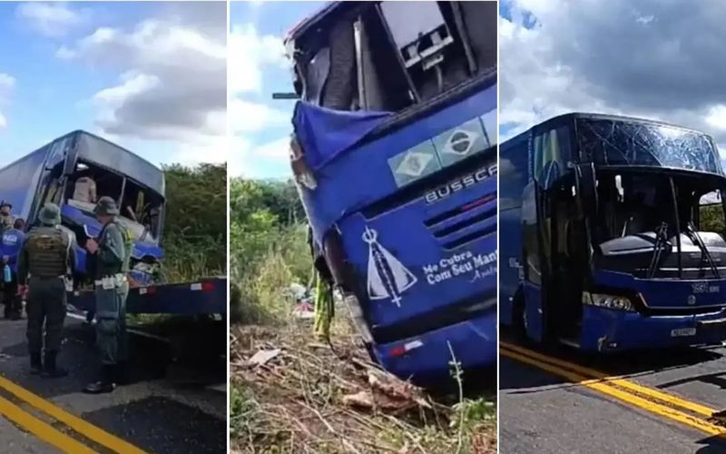 Mais de 40 pessoas estavam no &ocirc;nibus envolvido no acidente com o time de basquete. Os sobreviventes tiveram ferimentos leves e continuam recebendo atendimento m&eacute;dico/Foto: Redes Sociais
